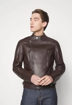 Michael Kors BONDED MOTO JACKET - Chaqueta De Cuero - Chocolate, Hombre
