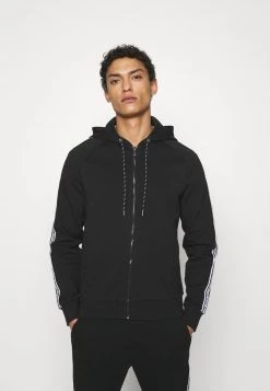 Michael Kors BLOCKED LOGO HOODIE - Sudadera Con Cremallera - Black, Hombre