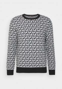 Michael Kors ALLOVER LOGO CREW - Jersey De Punto - Black/white, Hombre