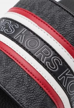 Michael Kors JAKE SLIDE - Sandalias Planas - Black/crimson, Hombre -Ofertas Michael Kors Tienda 9cd2fea260a44c1288a19d169a0e59f1